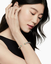 Classic Cable Bracelet in Sterling Silver with 14K Yellow Gold and Prasiolite, 7mm